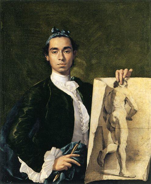 Luis Egidio Melendez portrait Holding an Academic Study oil painting picture
